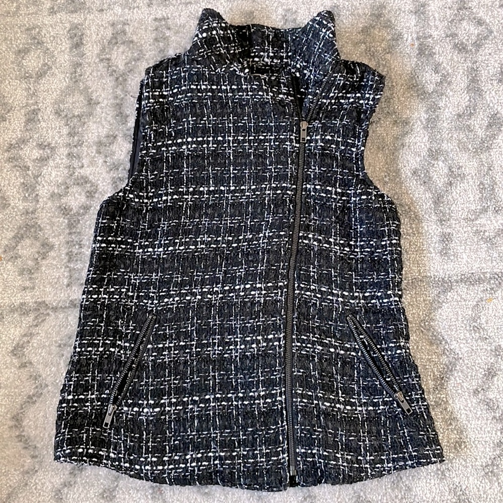 LOFT Black and white tweed asymmetrical vest